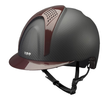CASQUE E-LIGHT CARBONE NOIR MAT AVEC VISIÈRE BORDEAUX MÉTALLISÉ ET 2 COUSSINS BORDEAUX MÉTALLISÉS