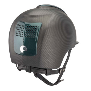 CASQUE E-LIGHT CARBONE NOIR MAT AVEC VISIÈRE VERT MÉTALLIQUE ET 2 COUSSINS VERTS MÉTALLIQUES