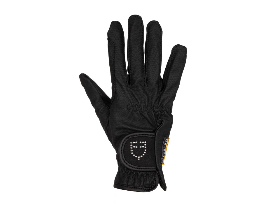 GANTS FEMME EN TISSU TECHNIQUE DOUX AVEC LOGO PAILLETTES