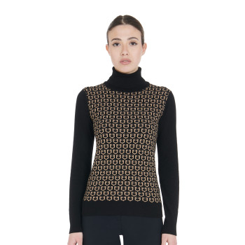 PULL COL MONTANT FEMME AVEC LOGOS CONTRASTÉS