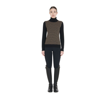 PULL COL MONTANT FEMME AVEC LOGOS CONTRASTÉS