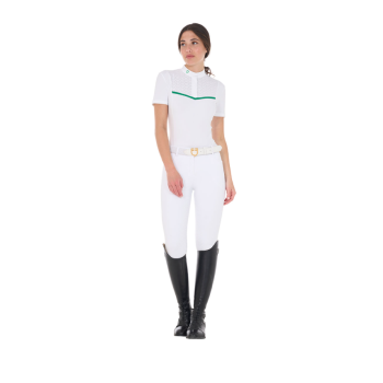 POLO DE COMPÉTITION FEMME COUPE SLIM AVEC EMPLACEMENTS PERFORÉS SUR LA POITRINE