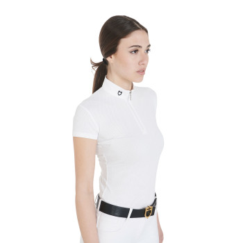 POLO DE COMPÉTITION MICRO-PERFORÉ COUPE SLIM POUR FEMME