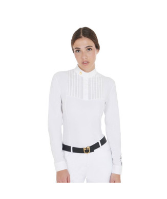 POLO FEMME COUPE SLIM AVEC COTON PLISSÉ