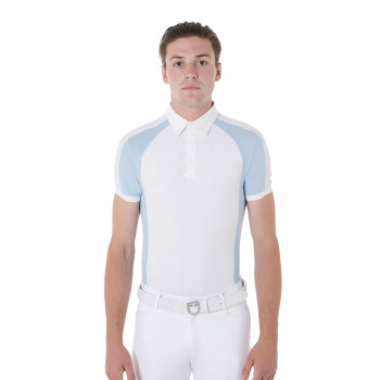 Polo de compétition EQUESTRO pour homme, coupe ajustée, quatre boutons