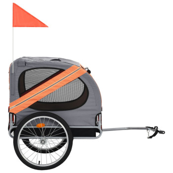 Remorque de vélo pour chien orange et gris