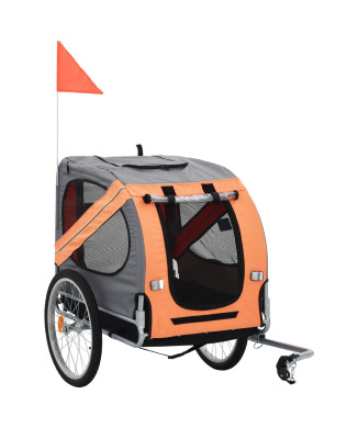 Remorque de vélo pour chien orange et gris