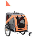 Remorque de vélo pour chien orange et gris