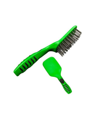 BROSSE À CRINIÈRE ET À QUEUE AVEC MANCHE ERGONOMIQUE LIME, FUXIA, TURQUOISE