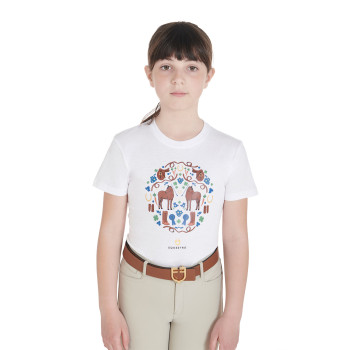 T-SHIRT FILLE COUPE SLIM AVEC IMPRIMÉ SUR LE THÈME DE L'ÉCURIE