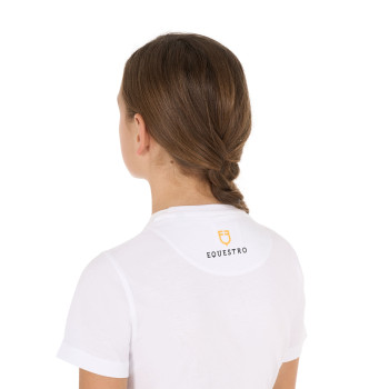 T-SHIRT FILLE COUPE SLIM AVEC LOGO ROSE À PAILLETTES