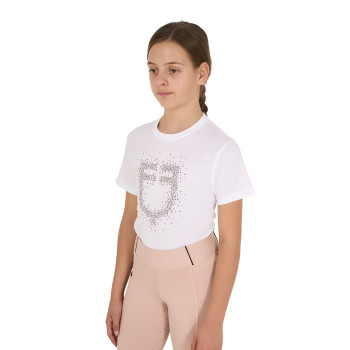 T-SHIRT FILLE COUPE SLIM AVEC LOGO ROSE À PAILLETTES