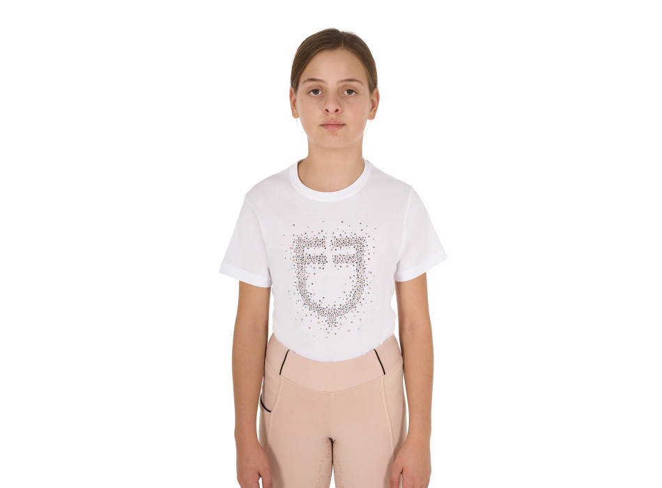 T-SHIRT FILLE COUPE SLIM AVEC LOGO ROSE À PAILLETTES