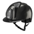 CASCO IN CARBONIO E-LIGHT NERO LUCIDO CON VISIERA NERO METALLIZZATO E 3 TASSELLI NERO METALLIZZATO