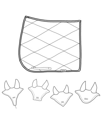 SET sottosella e cuffietta DHN tinta unita da DRESSAGE per cavallo/pony realizzato a mano e personalizzabile